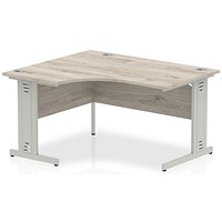 Impulse 1400mm Corner Desk, Left Hand, Silver Cable Managed Leg, Grey Oak