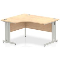 Impulse 1400mm Corner Desk, Left Hand, Silver Cable Managed Leg, Maple