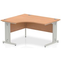 Impulse 1400mm Corner Desk, Left Hand, Silver Cable Managed Leg, Oak