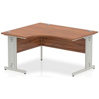 Impulse 1400mm Corner Desk, Left Hand, Silver Cable Managed Leg, Walnut