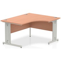 Impulse 1400mm Corner Desk, Right Hand, Silver Cable Managed Leg, Beech Impulse 1400mm Corner Desk, Right Hand, Silver Cable Managed Leg, Beech