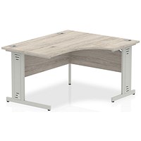 Impulse 1400mm Corner Desk, Right Hand, Silver Cable Managed Leg, Grey Oak Impulse 1400mm Corner Desk, Right Hand, Silver Cable Managed Leg, Grey Oak