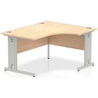 Impulse 1400mm Corner Desk, Right Hand, Silver Cable Managed Leg, Maple