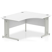 Impulse 1400mm Corner Desk, Right Hand, Silver Cable Managed Leg, White