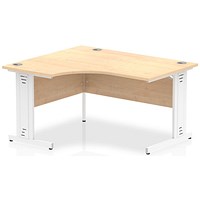 Impulse 1400mm Corner Desk, Left Hand, White Cable Managed Leg, Maple