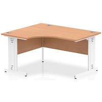 Impulse 1400mm Corner Desk, Left Hand, White Cable Managed Leg, Oak Impulse 1400mm Corner Desk, Left Hand, White Cable Managed Leg, Oak