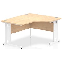 Impulse 1400mm Corner Desk, Right Hand, White Cable Managed Leg, Maple