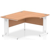 Impulse 1400mm Corner Desk, Right Hand, White Cable Managed Leg, Oak