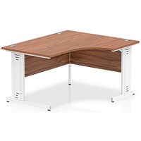 Impulse 1400mm Corner Desk, Right Hand, White Cable Managed Leg, Walnut