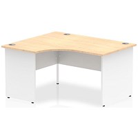 Impulse 1400mm Two-Tone Corner Desk, Left Hand, White Panel End Leg, Maple