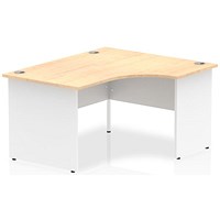Impulse 1400mm Two-Tone Corner Desk, Right Hand, White Panel End Leg, Maple