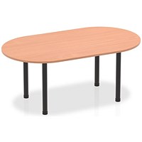 Impulse Boardroom Table, 1800mm, Beech, Black Post Leg