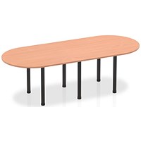 Impulse Boardroom Table, 2400mm, Beech, Black Post Leg