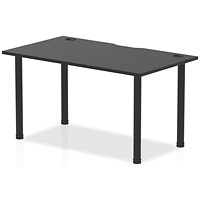 Impulse Rectangular Table, 1400mm x 800mm, Black, Black Post Leg