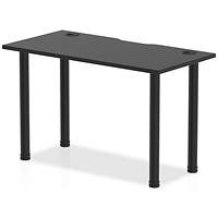 Impulse Rectangular Table, 1200mm x 600mm, Black, Black Post Leg