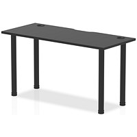 Impulse Rectangular Table, 1400mm x 600mm, Black, Black Post Leg