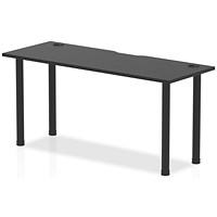 Impulse Rectangular Table, 1600mm x 600mm, Black, Black Post Leg