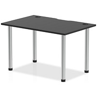 Impulse Rectangular Table, 1200mm x 800mm, Black, Chrome Post Leg