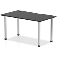 Impulse Rectangular Table, 1400mm x 800mm, Black, Chrome Post Leg Impulse Rectangular Table, 1400mm x 800mm, Black, Chrome Post Leg