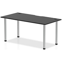 Impulse Rectangular Table, 1600mm x 800mm, Black, Chrome Post Leg