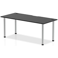 Impulse Rectangular Table, 1800mm x 800mm, Black, Chrome Post Leg