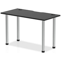 Impulse Rectangular Table, 1200mm x 600mm, Black, Chrome Post Leg