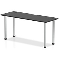 Impulse Rectangular Table, 1600mm x 600mm, Black, Chrome Post Leg