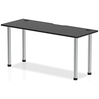 Impulse Rectangular Table, 1600mm x 600mm, Black, Chrome Post Leg Impulse Rectangular Table, 1600mm x 600mm, Black, Chrome Post Leg