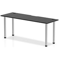 Impulse Rectangular Table, 1800mm x 600mm, Black, Chrome Post Leg