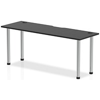 Impulse Rectangular Table, 1800mm x 600mm, Black, Chrome Post Leg Impulse Rectangular Table, 1800mm x 600mm, Black, Chrome Post Leg