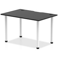 Impulse Rectangular Table, 1200mm x 800mm, Black, White Post Leg