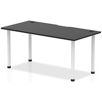 Impulse Rectangular Table, 1600mm x 800mm, Black, White Post Leg
