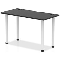 Impulse Rectangular Table, 1200mm x 600mm, Black, White Post Leg