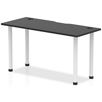 Impulse Rectangular Table, 1400mm x 600mm, Black, White Post Leg