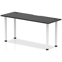 Impulse Rectangular Table, 1600mm x 600mm, Black, White Post Leg Impulse Rectangular Table, 1600mm x 600mm, Black, White Post Leg