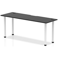 Impulse Rectangular Table, 1800mm x 600mm, Black, White Post Leg