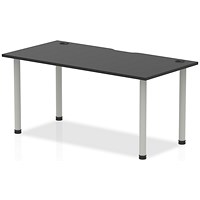 Impulse Rectangular Table, 1400mm x 800mm, Black, Silver Post Leg