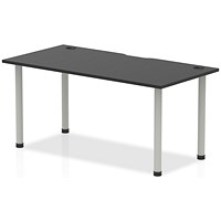 Impulse Rectangular Table, 1400mm x 800mm, Black, Silver Post Leg Impulse Rectangular Table, 1400mm x 800mm, Black, Silver Post Leg