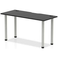 Impulse Rectangular Table, 1400mm x 600mm, Black, Silver Post Leg