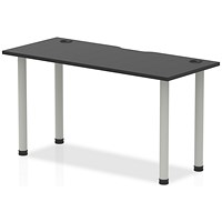 Impulse Rectangular Table, 1400mm x 600mm, Black, Silver Post Leg Impulse Rectangular Table, 1400mm x 600mm, Black, Silver Post Leg