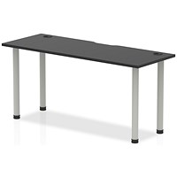 Impulse Rectangular Table, 1600mm x 600mm, Black, Silver Post Leg Impulse Rectangular Table, 1600mm x 600mm, Black, Silver Post Leg