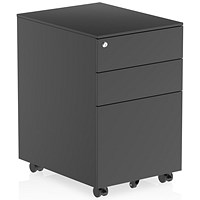 Impulse 3 Drawer Steel Mobile Pedestal, Black