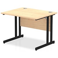 Impulse 1000mm Rectangular Desk, Black Cantilever Leg, Maple
