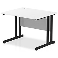Impulse 1000mm Rectangular Desk, Black Cantilever Leg, White