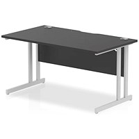 Impulse 1400mm Rectangular Desk, Silver Cantilever Leg, Black