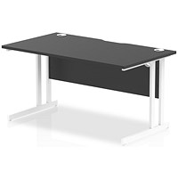 Impulse 1400mm Rectangular Desk, White Cantilever Leg, Black