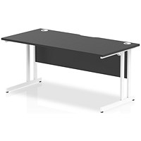 Impulse 1600mm Slim Rectangular Desk, White Cantilever Leg, Black