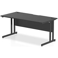Impulse 1600mm Slim Rectangular Desk, Black Cantilever Leg, Black