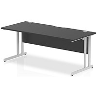 Impulse 1800mm Rectangular Desk, Silver Cantilever Leg, Black