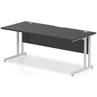 Impulse 1800mm Rectangular Desk, Silver Cantilever Leg, Black